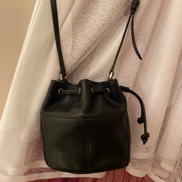 Cole Haan Black Leather Small Drawstring Handbag - Picture 4 of 6